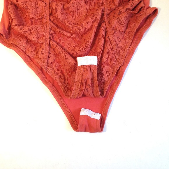 Melograno Rico Top Bodysuit Pink Coral Womens Lace Spaghetti Strap Size Small - Picture 6 of 10